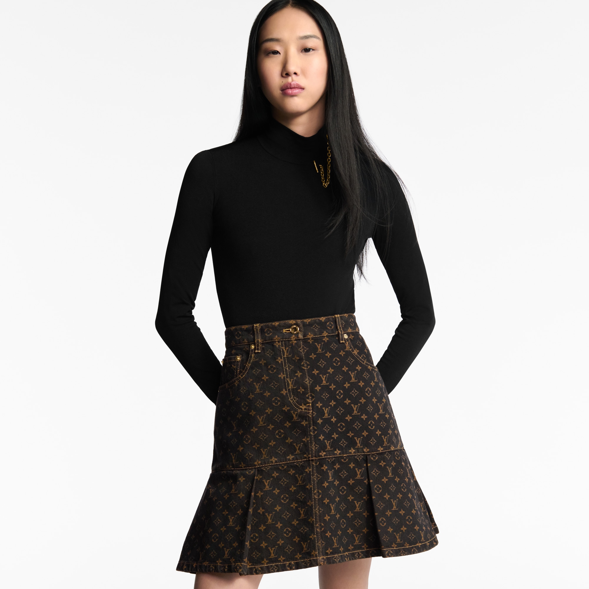 Monogram Denim Pleat Skirt - Women - Ready-to-Wear | LOUIS VUITTON ®